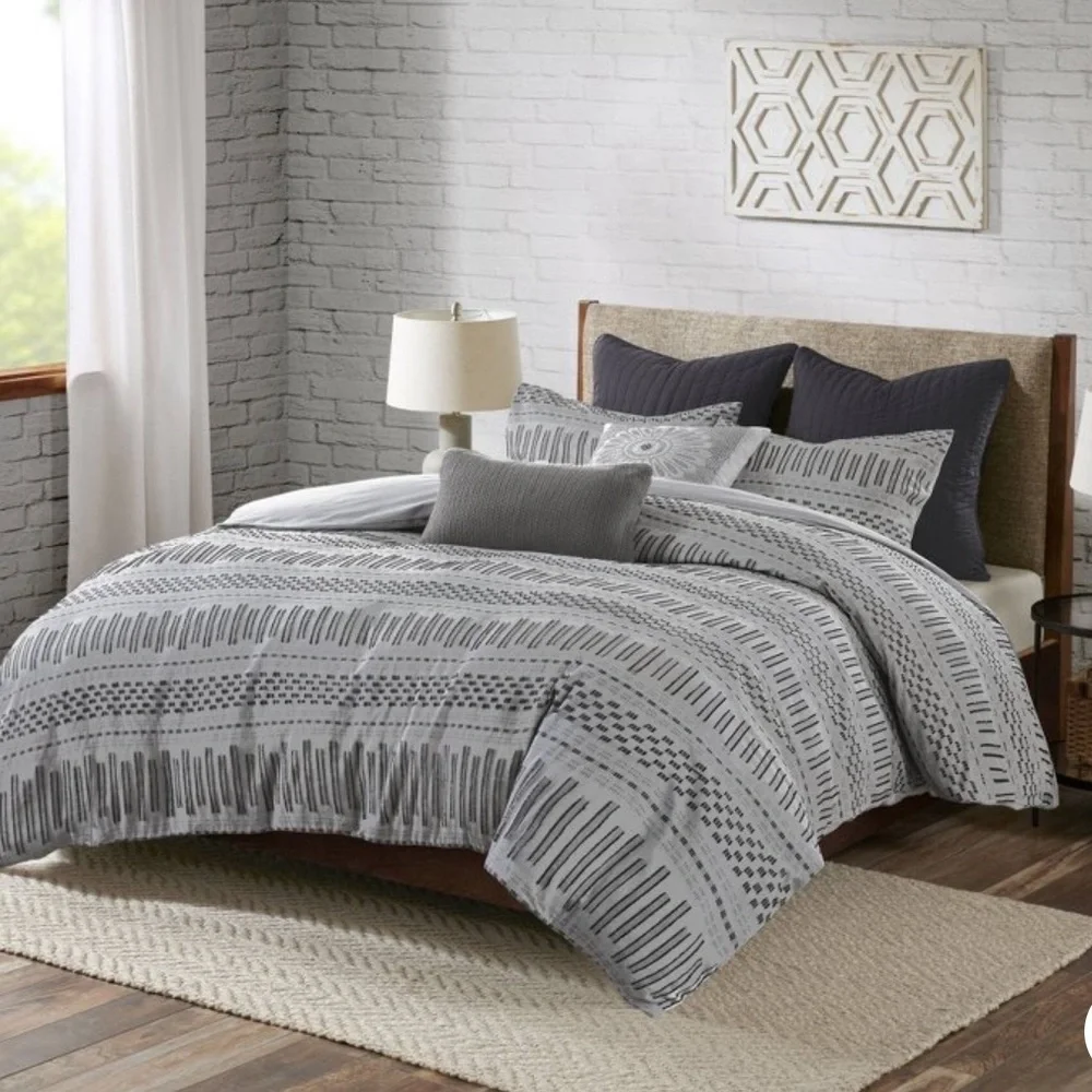 Ink + Ivy Rhea Cotton Jacquard Duvet Cover & Sham 3pc‎ Set New